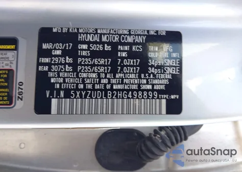 2017 Hyundai Santa Fe Sport 2.4L из США, поврежденный, VIN 5XYZUDLB2HG498899